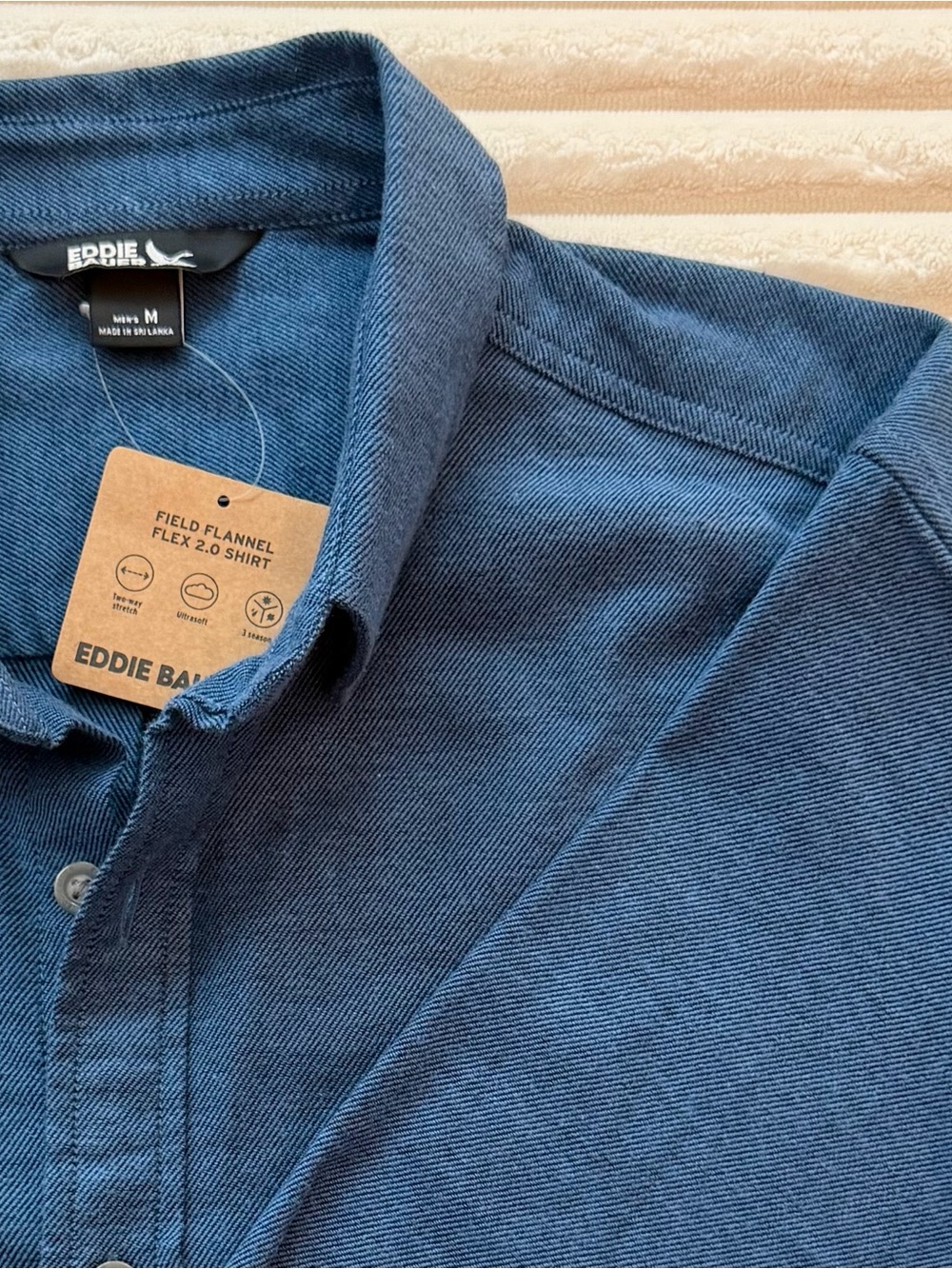 NEW Eddie Bauer Men's Blue Field Flannel Casual Button-Down Shirt Medium